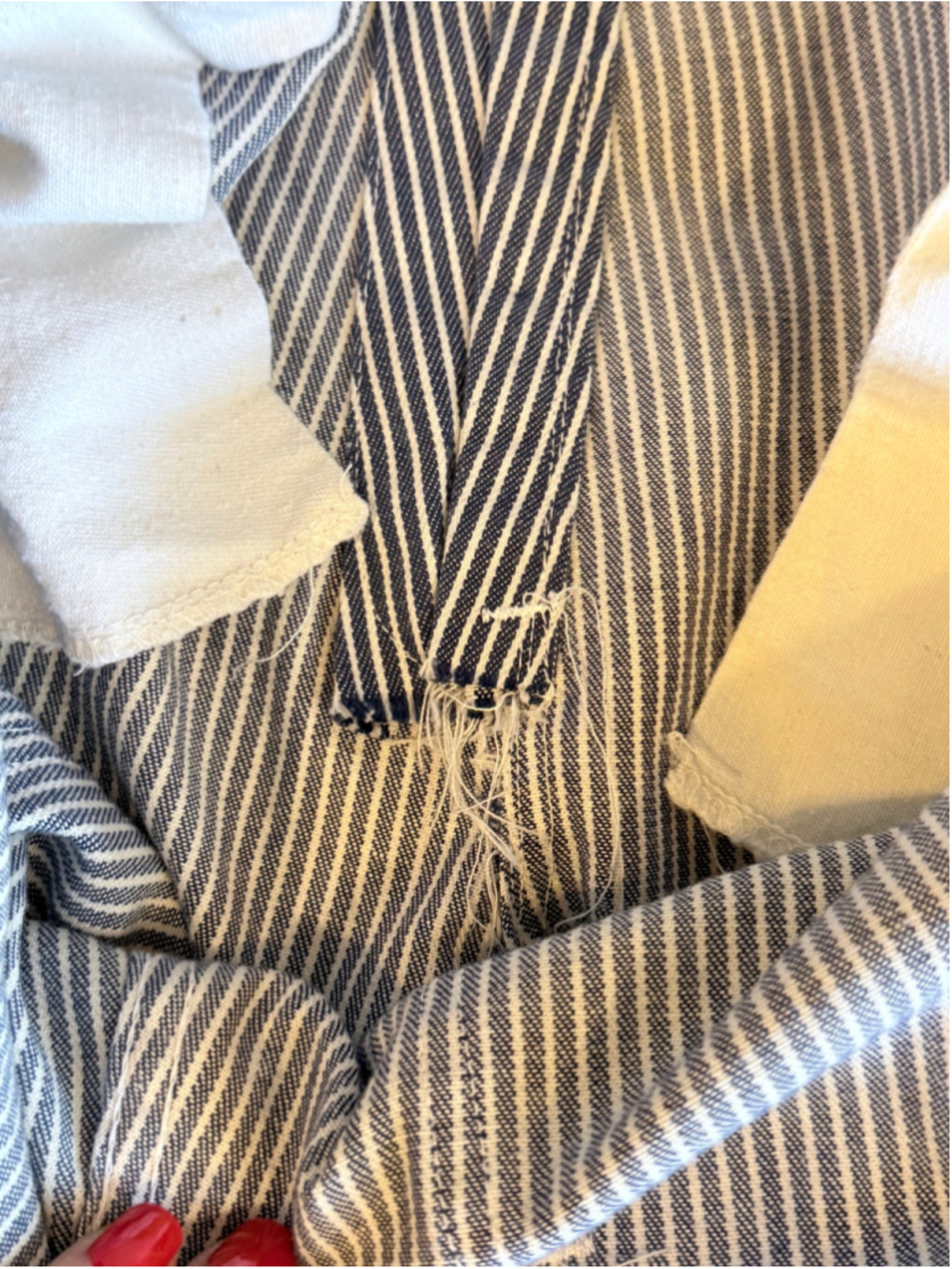 Vtg 70s Sears JR Bazaar Womens Hickory Stripe Overalls Railroad Denim Bibs Sz S - Picture 11 of 11